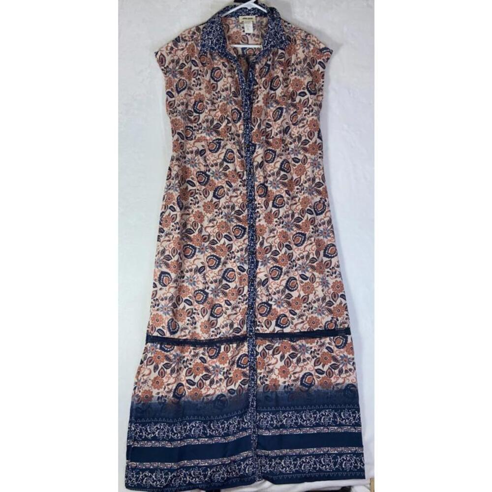 Mimi Chica NWOT 90’s Grunge Style Maxi Dress SZ L Navy and Brown Long Colorful